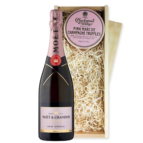 Moet & Chandon Rose Champagne 75cl And Pink Marc de Charbonnel Chocolates Box